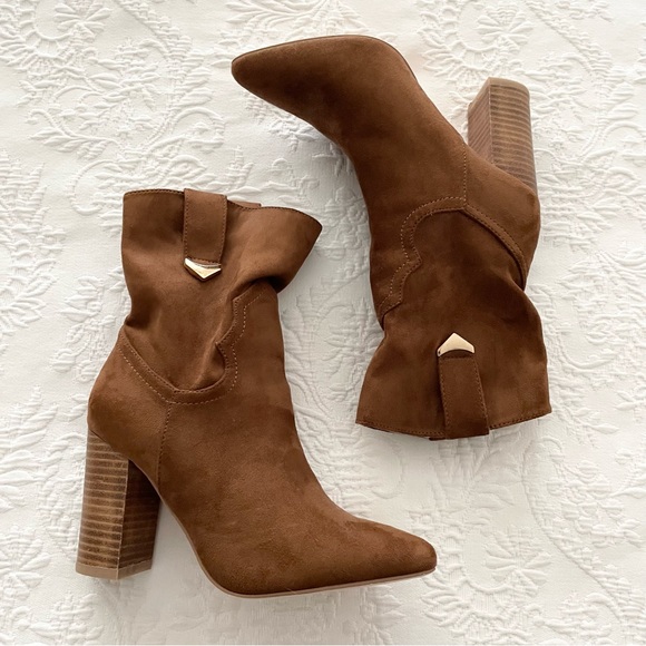 Lulus Taryne Taupe Suede Pointed-Toe Booties Size 5.5 - Picture 6 of 14